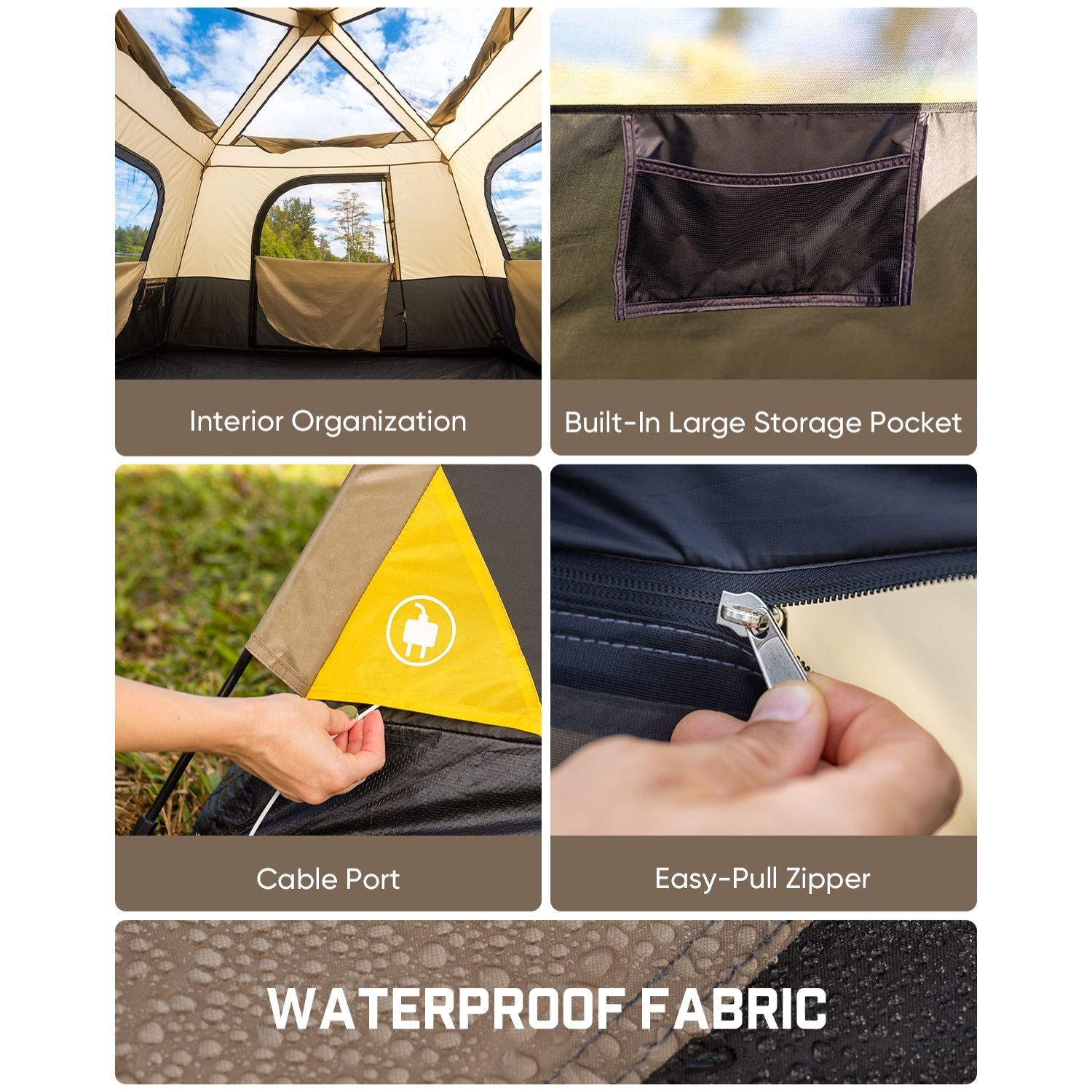 FanttikOutdoor Beta C6 Apex SUV Tent 6 Person Instant Cabin Car Tent Setup in 60 Seconds with Rainfly & Windproof Portable with Carry Bag for Family Camping, Upgraded Ventilation, Khaki