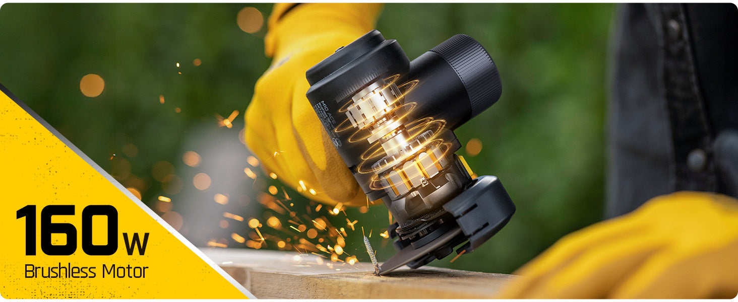 Fanttik M10 ACE Cordless Angle Grinder Brushless, 3 Inch Compact Cut Off Tool with LED Display, 3 Variable Modes, Double Security, Type-C Fast Charging, 10000RPM Mini Cutter with 4 Blades