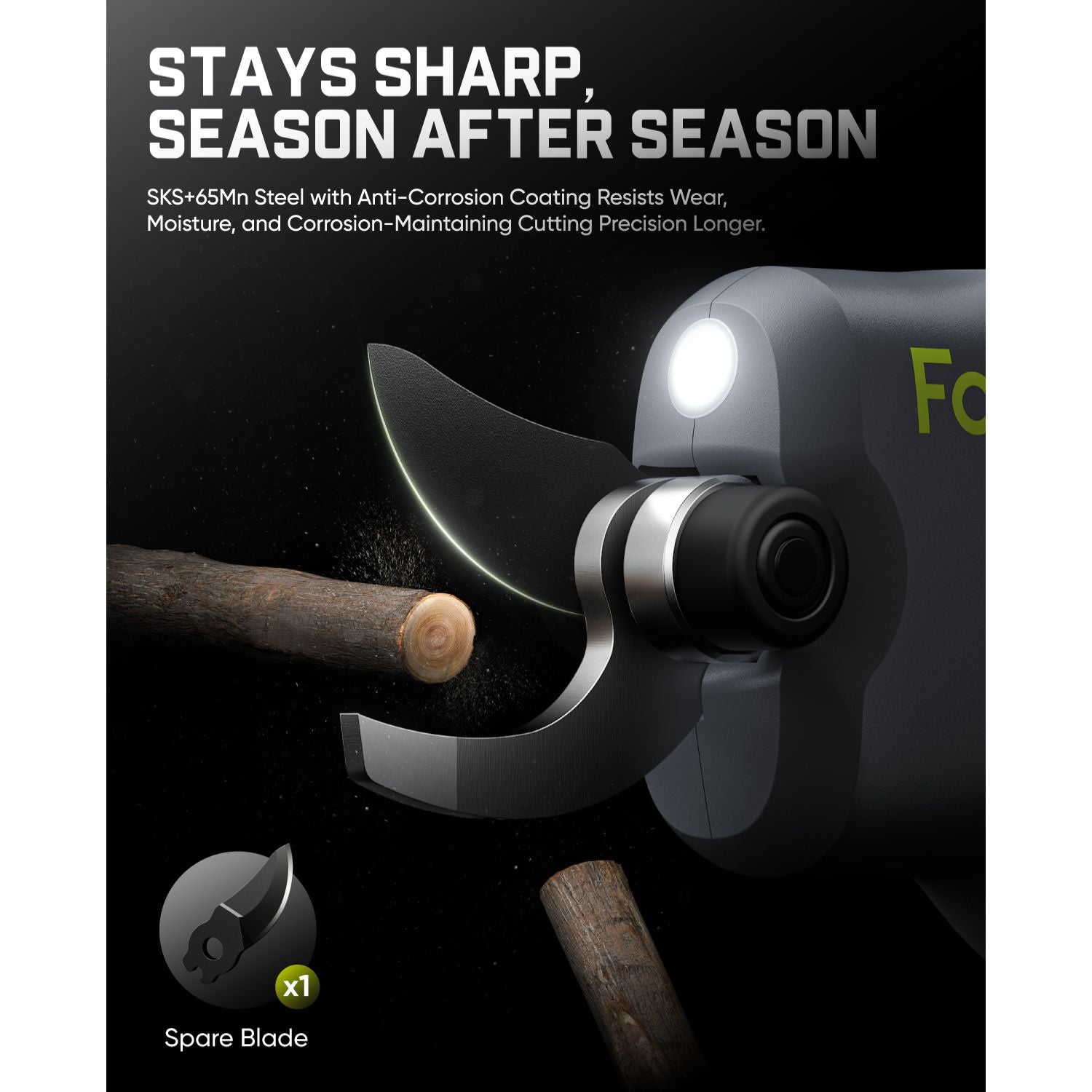 Fanttik Y10 Pro 7.2V Cordless Pruning Shears with Brushless Motor, LED Display, 4-Level Safety System, USB-C Fast Charging, SK5 Steel Blade for Branch Trimming