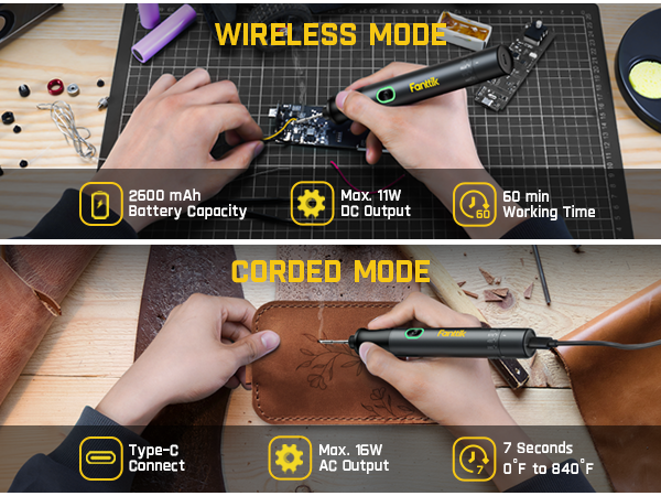 Fanttik T1 Max Soldering Iron Kit, Cordless Soldering Iron, 7 Seconds Fast Heating(390°F-840℉), Auto Sleep, 4 Precision Soldering Tips(C210), 360° Swivel Stand, Soldering Iron for Precision Repair