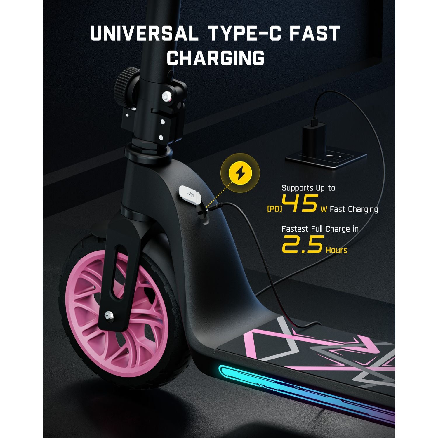 Fanttikride C10 Pro Electric Scooter for Kids 3.9-5.2 ft Tall, LED Battery Level, 5/8/10 MPH, 6.5 Miles Range, Height Adjustable, Type C Fast Charging, Foldable Electric Scooter for Kids