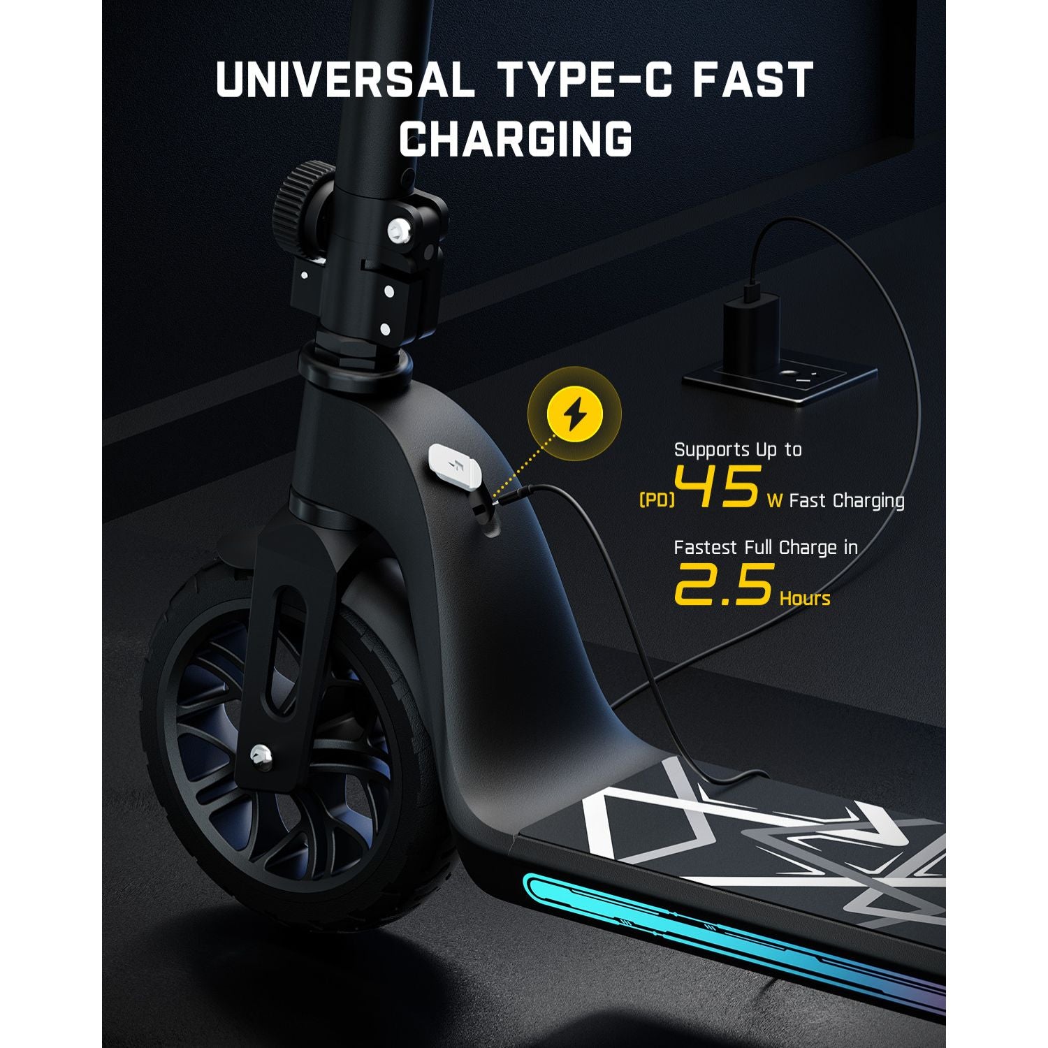 Fanttikride C10 Pro Electric Scooter for Kids 3.9-5.2 ft Tall, LED Battery Level, 5/8/10 MPH, 6.5 Miles Range, Height Adjustable, Type C Fast Charging, Foldable Electric Scooter for Kids