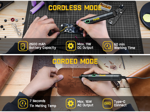 Fanttik T1 Max Soldering Iron Kit, Cordless Soldering Iron, 7 Seconds Fast Heating(390°F-840℉), Auto Sleep, 4 Precision Soldering Tips(C210), 360° Swivel Stand, Soldering Iron for Precision Repair