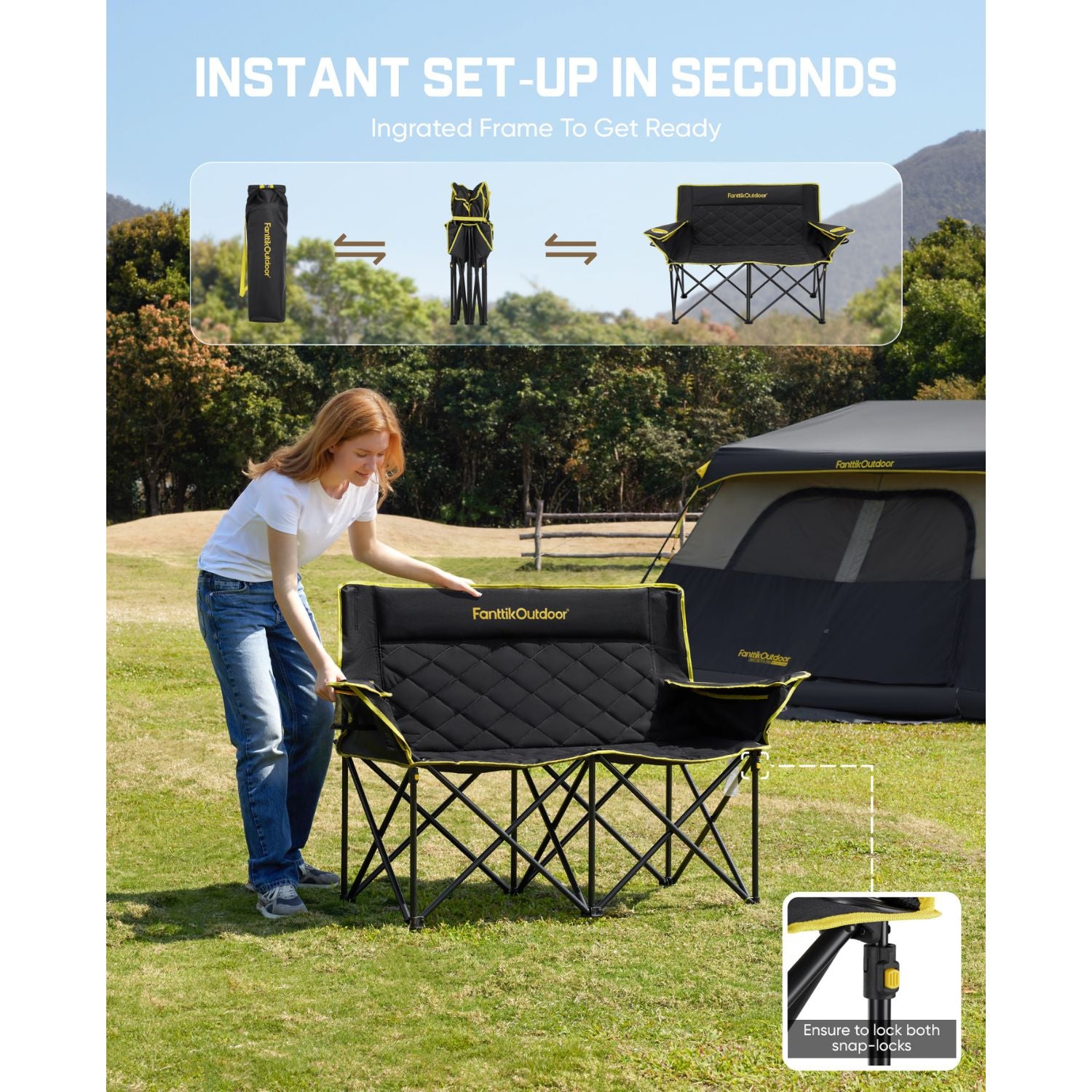FanttikOutdoor Zeta L11 Duo Pro Double Camping Chair-black