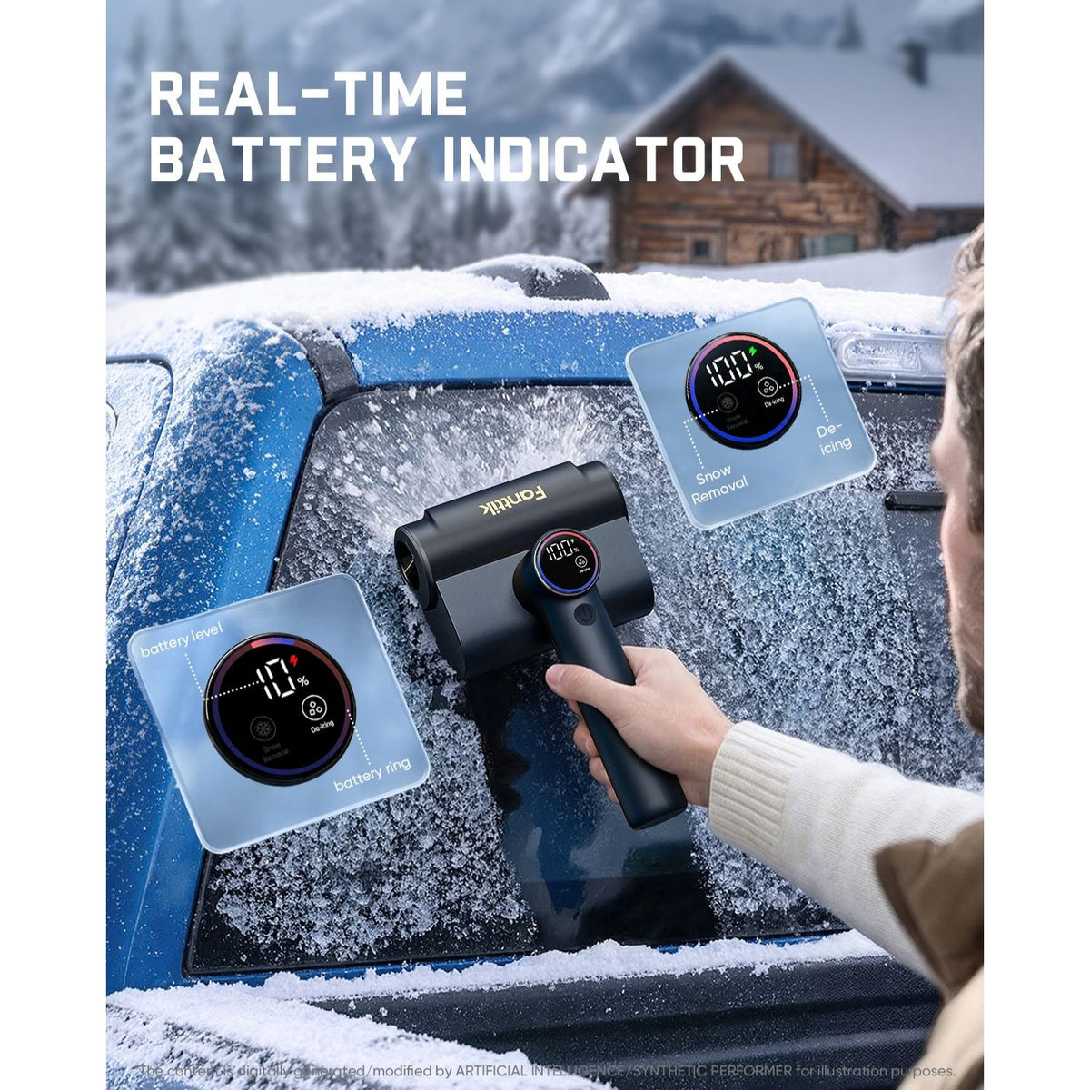 The LED color display clearly shows Snow Mode and De-Icing Mode with easy-to-read icons and text. 