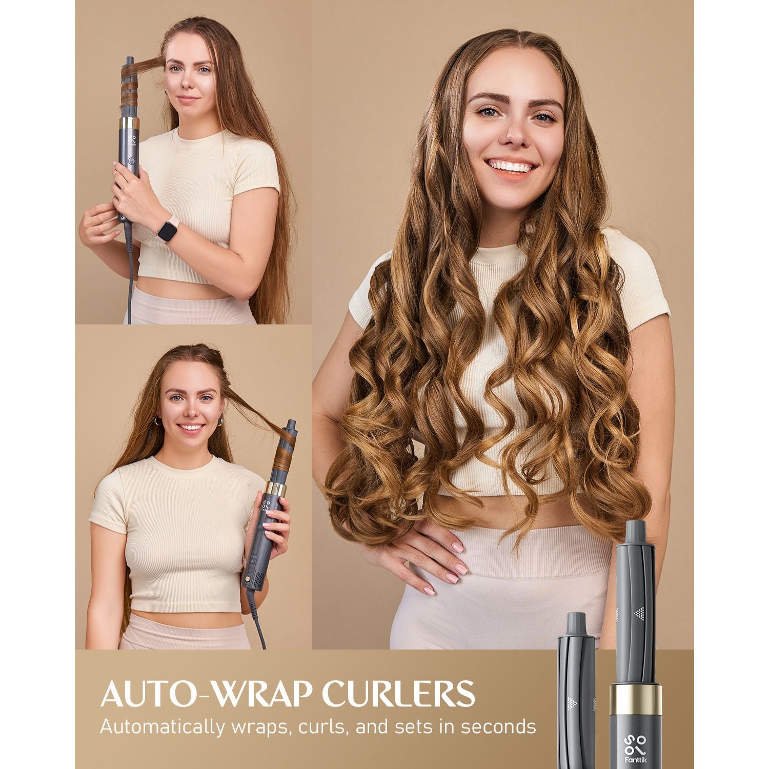 EROS A10 APEX Hair Multi-Stylers with Auto-Wrap Curlers, Round Brush, Oval Brush, Drying Concentrator and Storage Bag, for Curls, Waves, Blowouts & Volume