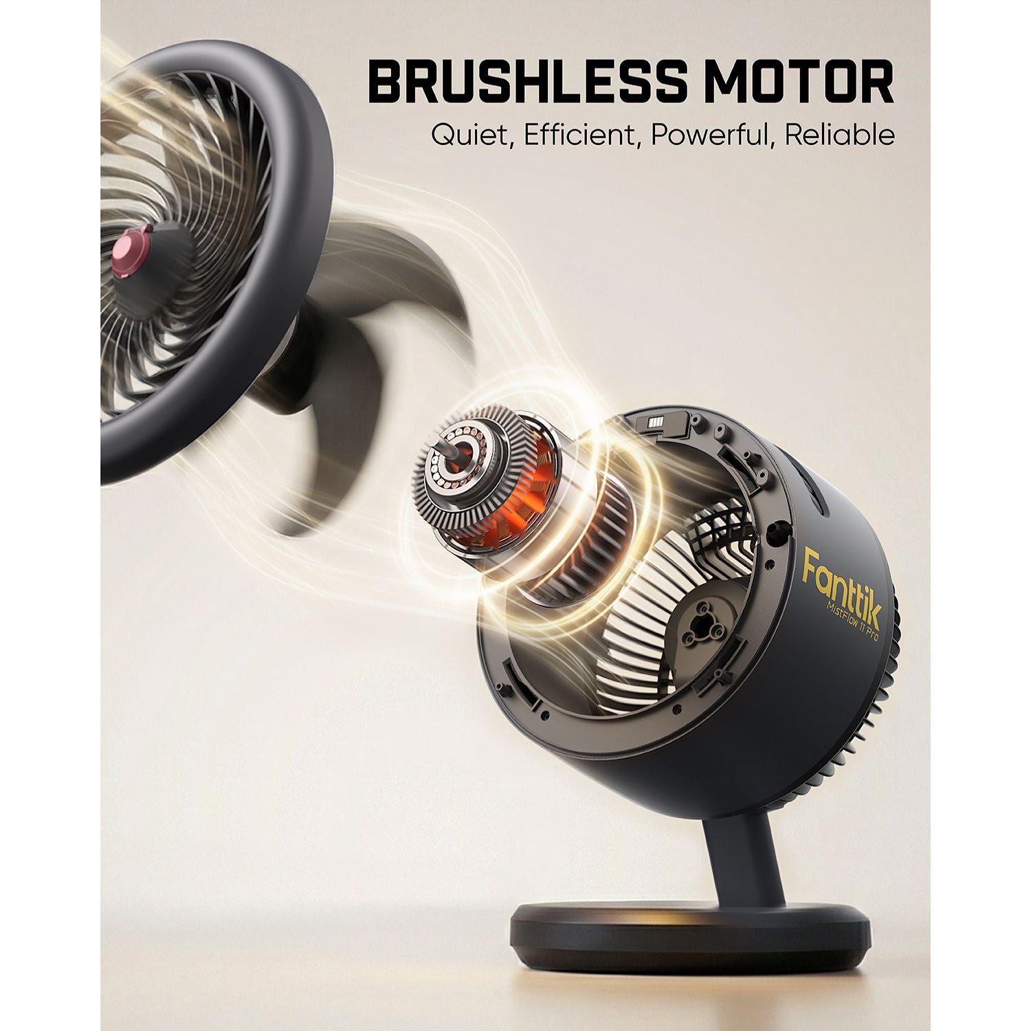 Fanttik MistFlow 11 Pro Cordless Misting Fan with brushless motor technology on a white background