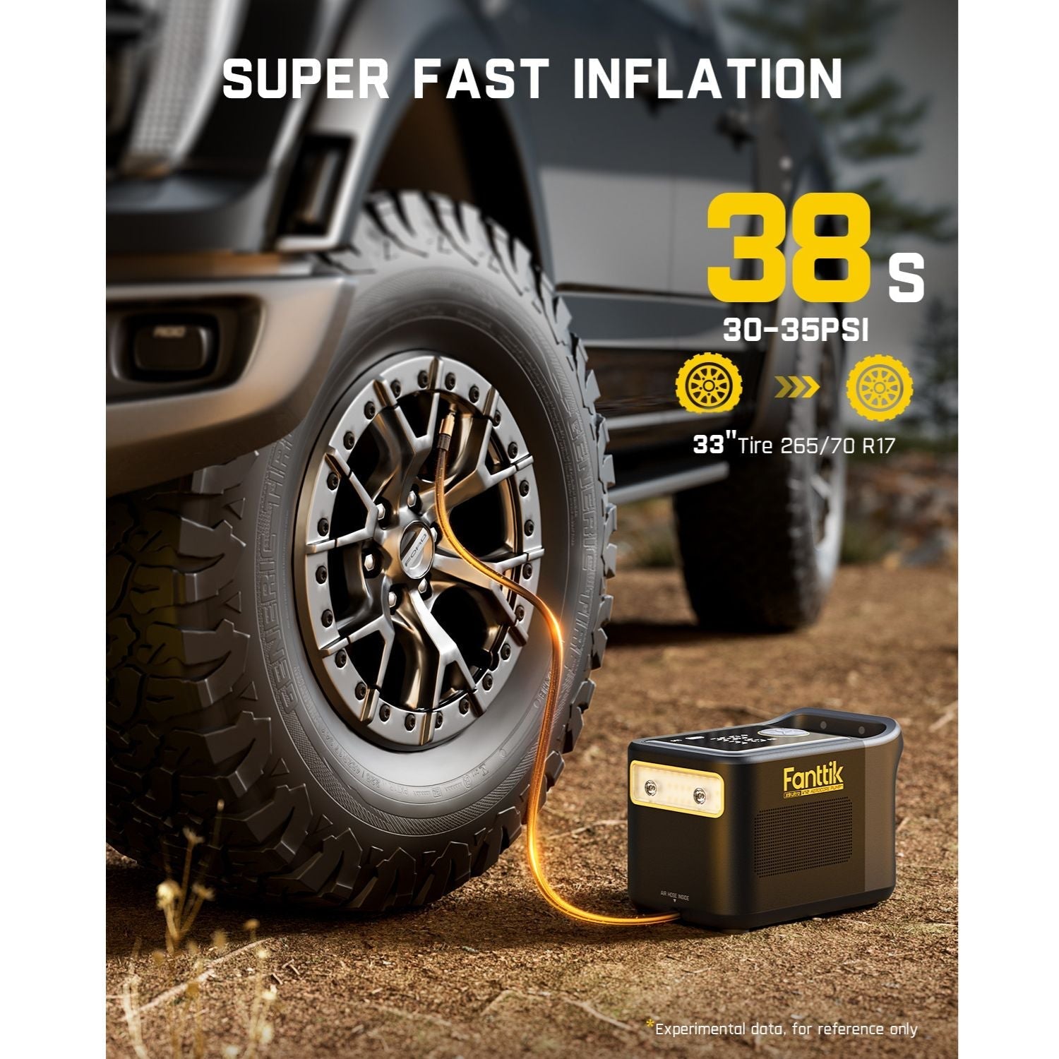 Fanttik X9 Ultra™ Portable Tire Inflator for Pickup Trucks | 3-in-1 Air Pump, Power Station, Flashlight | 6× Faster Inflator with Digital Gauge | Air Compressor for Cybertruck, SUV, EV, Compact Car