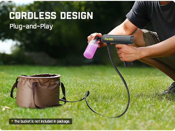 Fanttik NB8 Flip Portable Cordless Electric Sprayer, Foldable Cordless Pressure Washer, 5-in-1 Nozzle, Max 174PSI, Type-C Charging, 6.56FT Hose, Portable Sprayer Washer for Camping, Bicycles, Patio