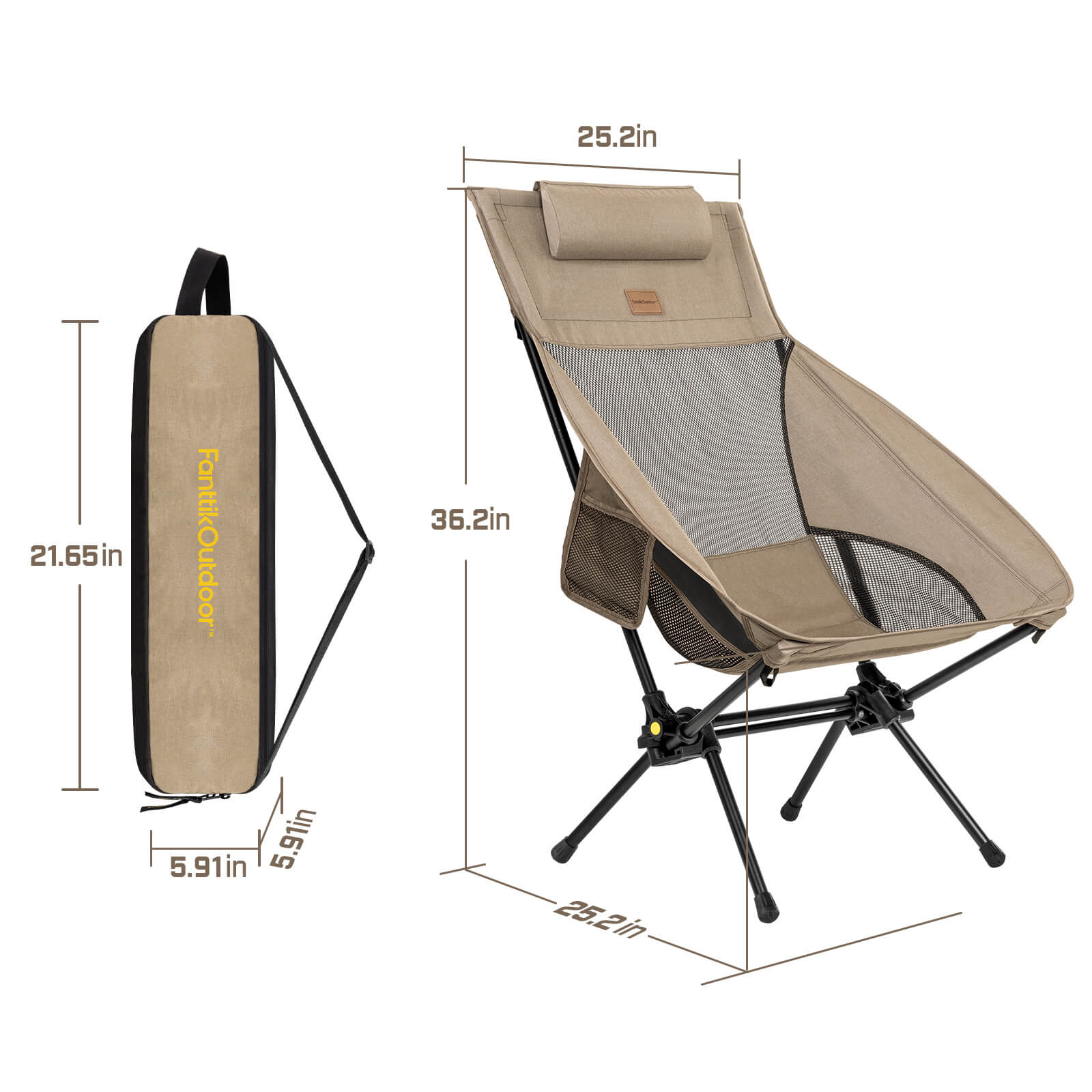 FanttikOutdoor Zeta L8 Max Rocker Camping Chair, Multi-Angle Adjustable, Portable & Lightweight, Outdoor Chair Supports 250 lbs, Comfort-Driven Design, High Strength Camping Chair