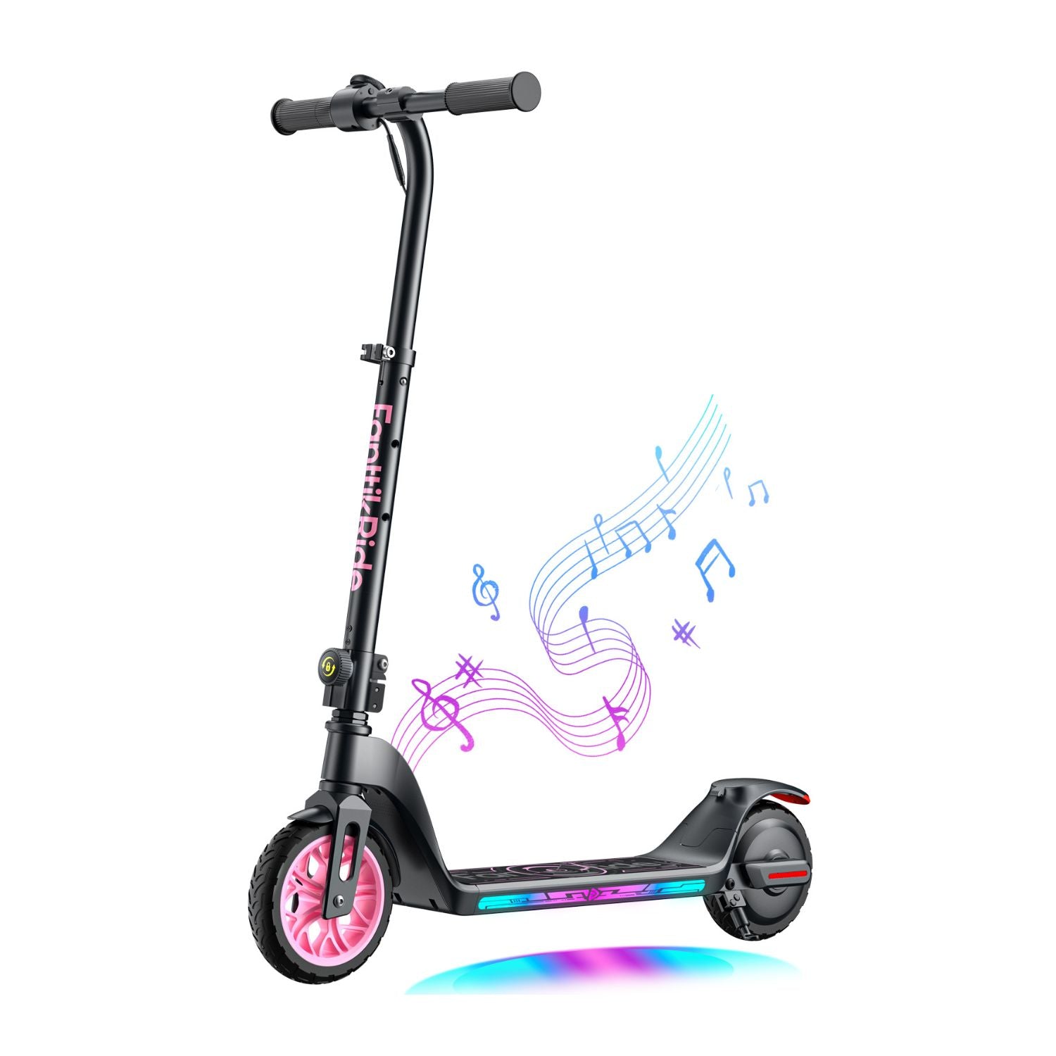 Fanttikride C10 Apex Electric Scooter for Kids,Bluetooth Music Speaker, LED Display, 5/8/10 MPH, 6.5 Miles Range, Height Adjustable, Type C Charging, Foldable Electric Scooter, 3.9-5.2 ft