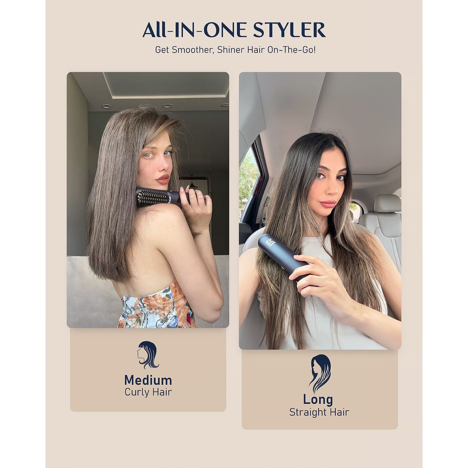 FanttikSolo I10 Apex Hair Straightener Brush, Cordless Straightening Brush with 113% Larger Heating Area & LED Temperature Display, Ceramic Coating & Ionic Technology, Safe Mode for Frizz-Free Shine