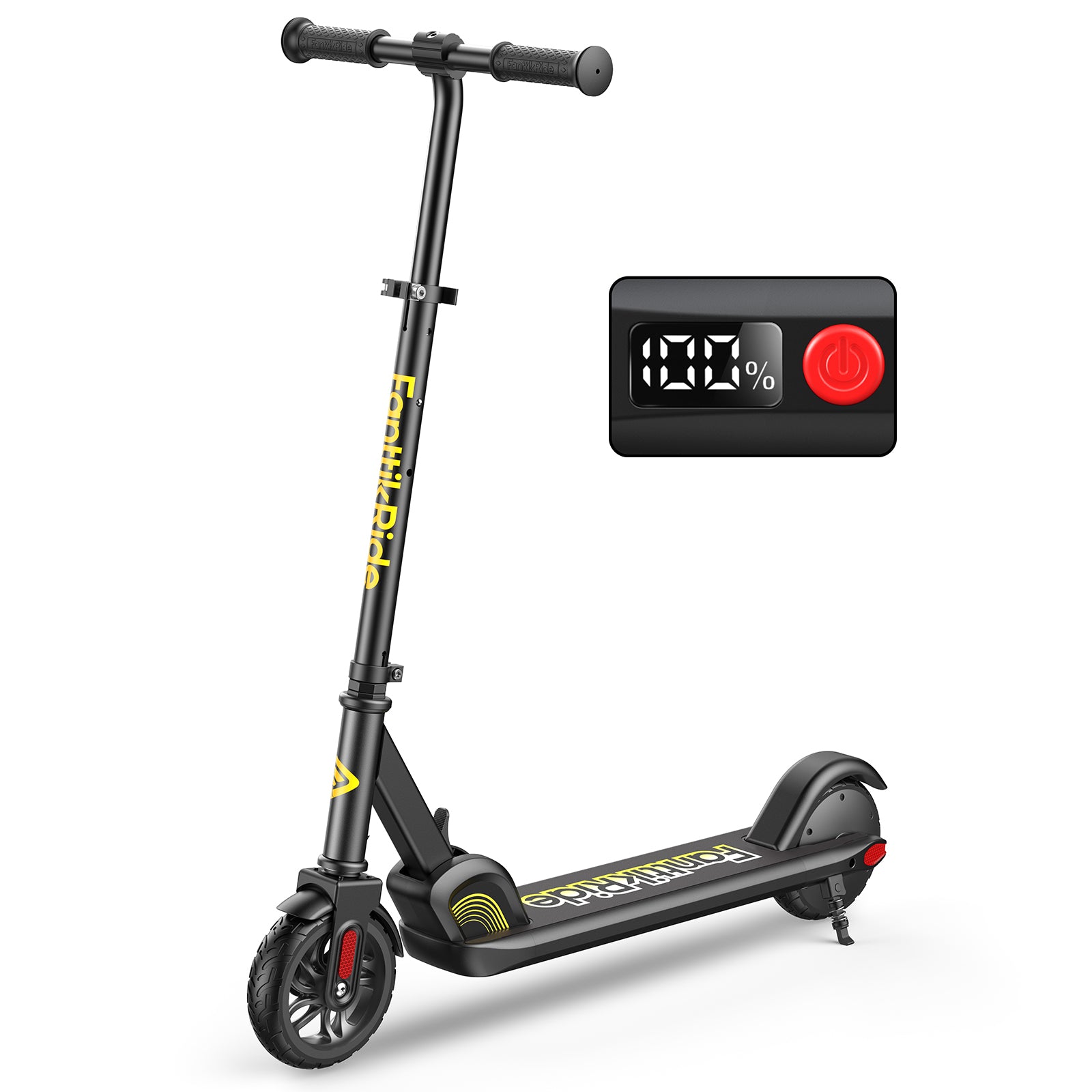 FanttikRide C9 Electric Scooter for Kids Ages 8-12, 6/10MPH, 5 Miles Range, LED Display, Adjustable Height, Foldable, Rubber Wheels, Lightweight, Gifts for Boys and Girls up to 132 lbs