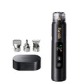 A black Fanttik H3 Master Cordless Mini Heat Gun with a digital display, shown alongside three stainless steel attachment heads and a matching black charging case on a white background.