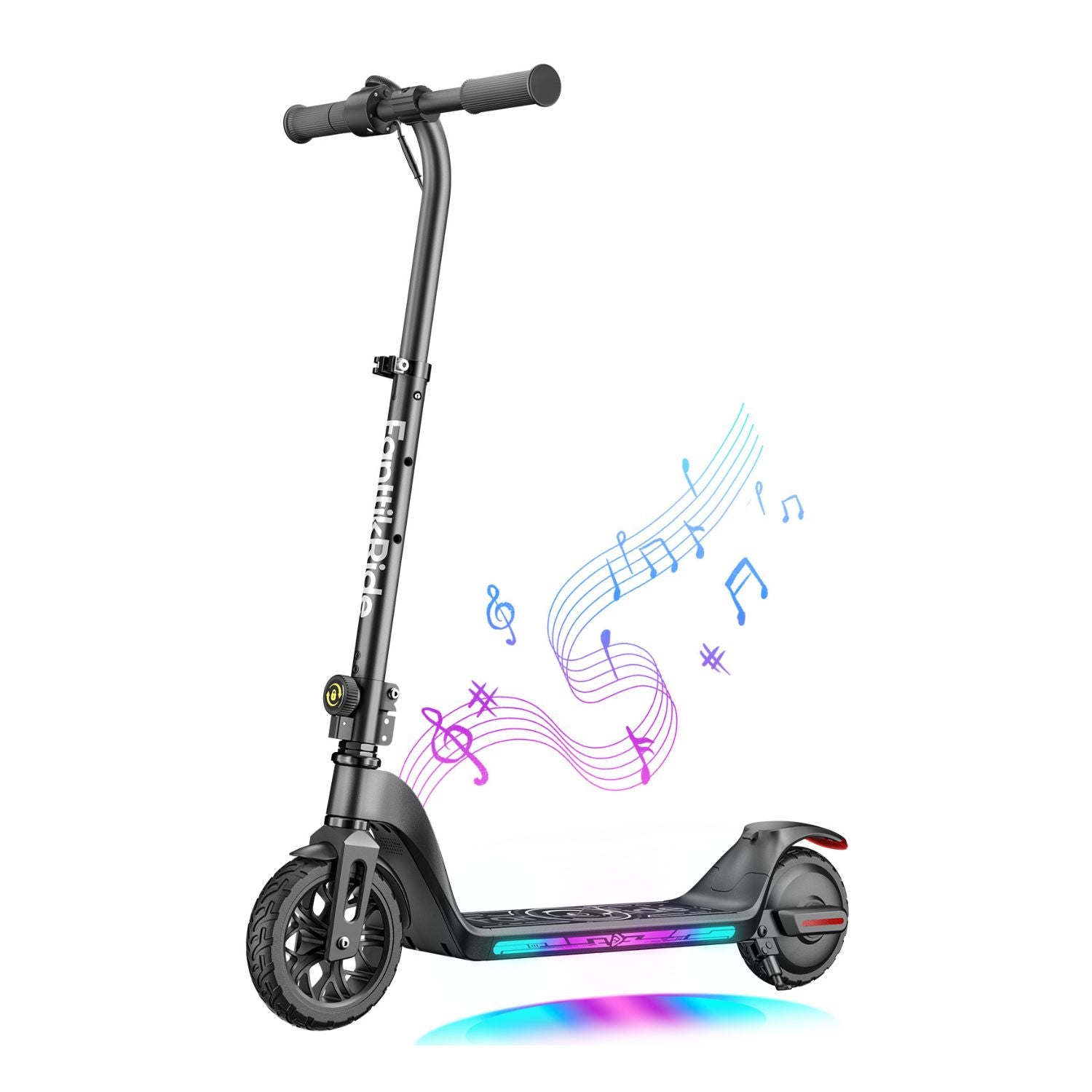 Fanttikride C10 Apex Electric Scooter for Kids,Bluetooth Music Speaker, LED Display, 5/8/10 MPH, 6.5 Miles Range, Height Adjustable, Type C Charging, Foldable Electric Scooter, 3.9-5.2 ft