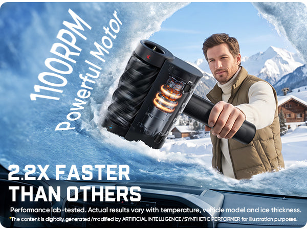 Equipped with the Magnastorm high-torque motor and a peak speed of 1100 RPM, it can clear frost from an area equivalent to 4–7 windshields.
