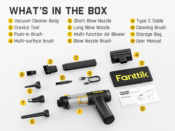 Fanttik Slim V10 Mix Car Vacuum-4 in 1 Handheld Air Duster and Vacuum