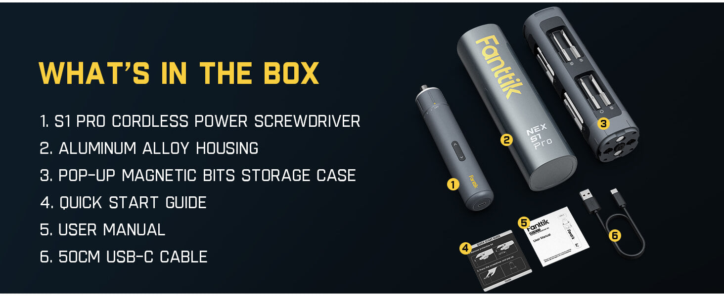 Fanttik NEX S1 Pro Cordless Power Screwdriver, Electric Screwdriver Set with 16 Bits