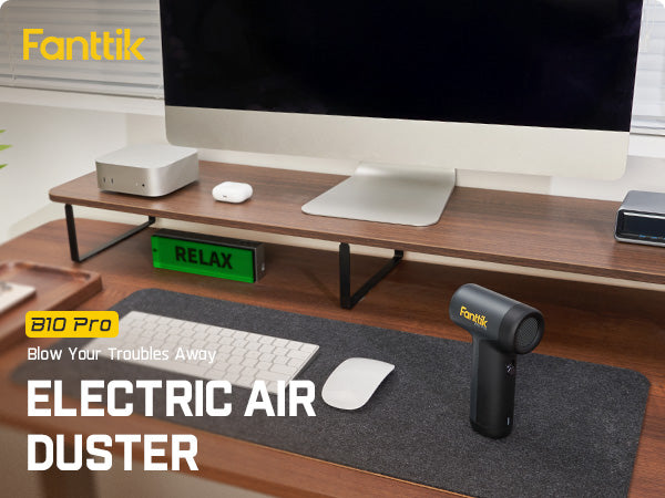 Fanttik B10 Pro Electric Air Duster, 110000RPM Brushless Motor, Compressed Air Duster, 3 Gears Adjustable, 17.76Wh Rechargeable Battery, Electric Duster for PC, Keyboard, Electronics and Workbench