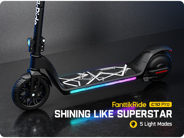 Fanttikride C10 Pro Electric Scooter for Kids 3.9-5.2 ft Tall, LED Battery Level, 5/8/10 MPH, 6.5 Miles Range, Height Adjustable, Type C Fast Charging, Foldable Electric Scooter for Kids