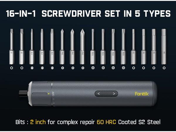 Fanttik NEX S1 Pro Cordless Power Screwdriver, Electric Screwdriver Set with 16 Bits