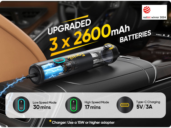 Fanttik V8 Mate Upgraded Cordless Car Vacuum, Portable Mini Vacuum with 13000pa Suction Power, 2 Suction Modes, Type-C Charge, Handheld Vacuum for Car, Small Tasks, Keyboards, Office Desk