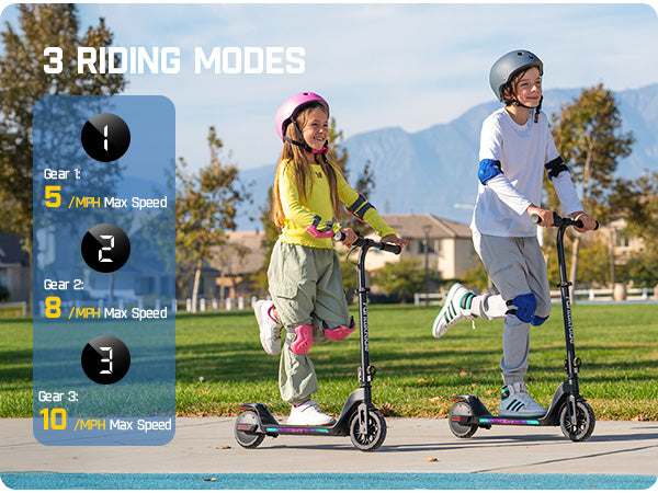 Fanttikride C10 Apex Electric Scooter for Kids,Bluetooth Music Speaker, LED Display, 5/8/10 MPH, 6.5 Miles Range, Height Adjustable, Type C Charging, Foldable Electric Scooter, 3.9-5.2 ft