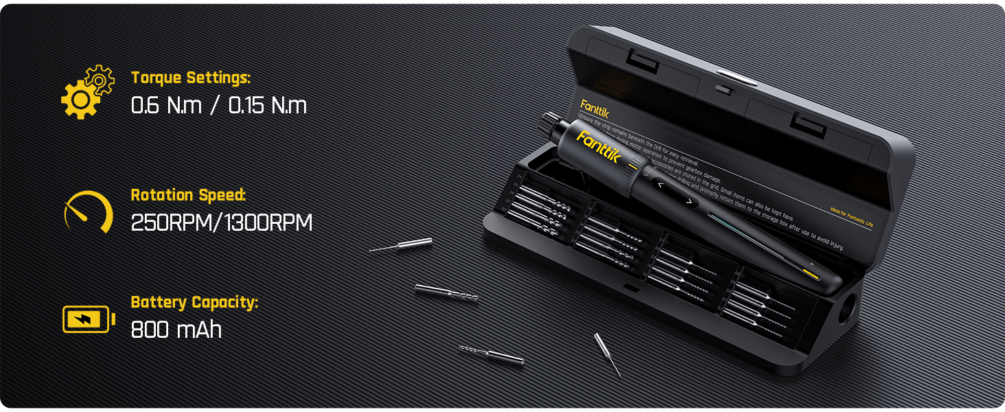 Fanttik K2 Nano 3.7V Power Drill, Mini Precision Electric Driver, 20 Drill Bits, 800mAh Rechargeable, Tool Kit for DIY Projects Shell, Plastic, Resin Keychain, PCB, Aluminum Plate