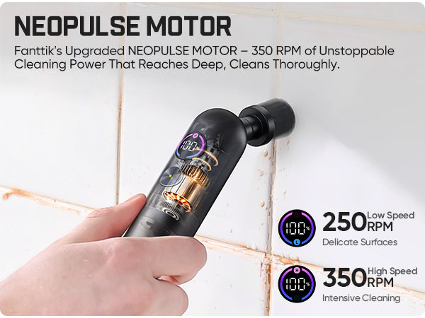 Fanttik Flip G10 Nano HomeCare Cordless Electric Spin Scrubber, 360° High-Torque Rotation, 2-Speed & 3-Angle, IPX7 Waterproof Cleaning Brush with 7 Brush Heads for Grout, Tiles, Sinks, Crevices