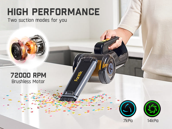 Fanttik DynamicClean™ V10 Mate Pivoting Cordless Handheld Vacuum, 14kPa/40AW, 2.5H Fast Charge, 16.9 oz Large Dustcup, 100W Brushless Motor& LED Light, Portable Vacuum for Car Home Cleaning