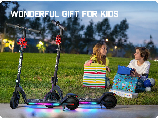 Fanttikride C10 Apex Electric Scooter for Kids,Bluetooth Music Speaker, LED Display, 5/8/10 MPH, 6.5 Miles Range, Height Adjustable, Type C Charging, Foldable Electric Scooter, 3.9-5.2 ft