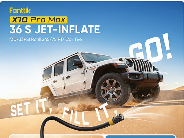 Fanttik X10 Pro Max Tire Inflator for SUV, 36s Fast Inflate Portable Air Compressor with Presta and Schrader Valve, 150PSI Cordless Air Pump with Powerful Battery for Cars, Motorcycles, Bikes, Balls