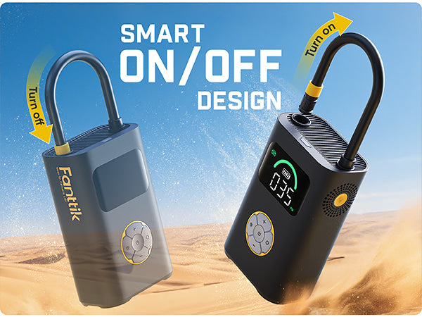 All you need to do is pull out the yellow end of the hose to activate it and simply push it back into the inflator’s body to turn it off, no extra attachments needed. Featuring an HD screen with dynamic pressure progress bar, it provides real-time monitoring with sunlight-readable clarity for effortless operation