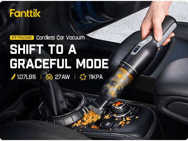 Fanttik V7 Pocket Cordless Car Vacuum, 1.07 LBS Ultra-Lightweight