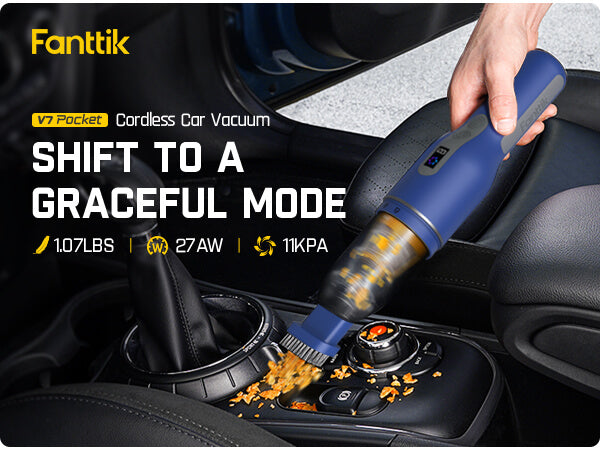 Fanttik V7 Pocket Cordless Car Vacuum, 11000Pa Powerful Suction