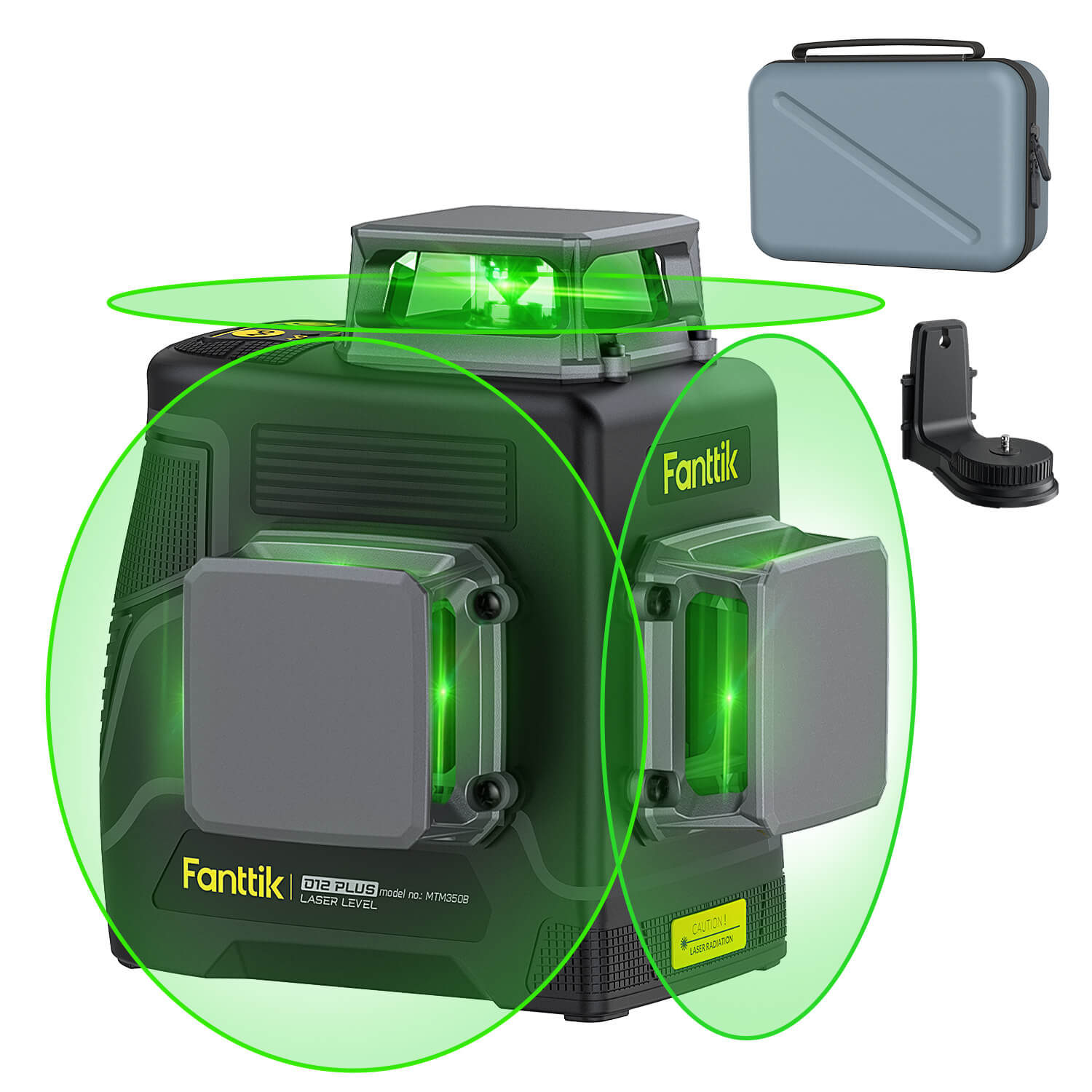 Fanttik D12 PLUS Laser Level 3×360°, Self-leveling Green Cross Line, 12 Lines for Construction and Picture Hanging, 5200mAh Battery Rechargeable, 200ft Outdoor Pulse Mode, Class II (<1 mW max output)