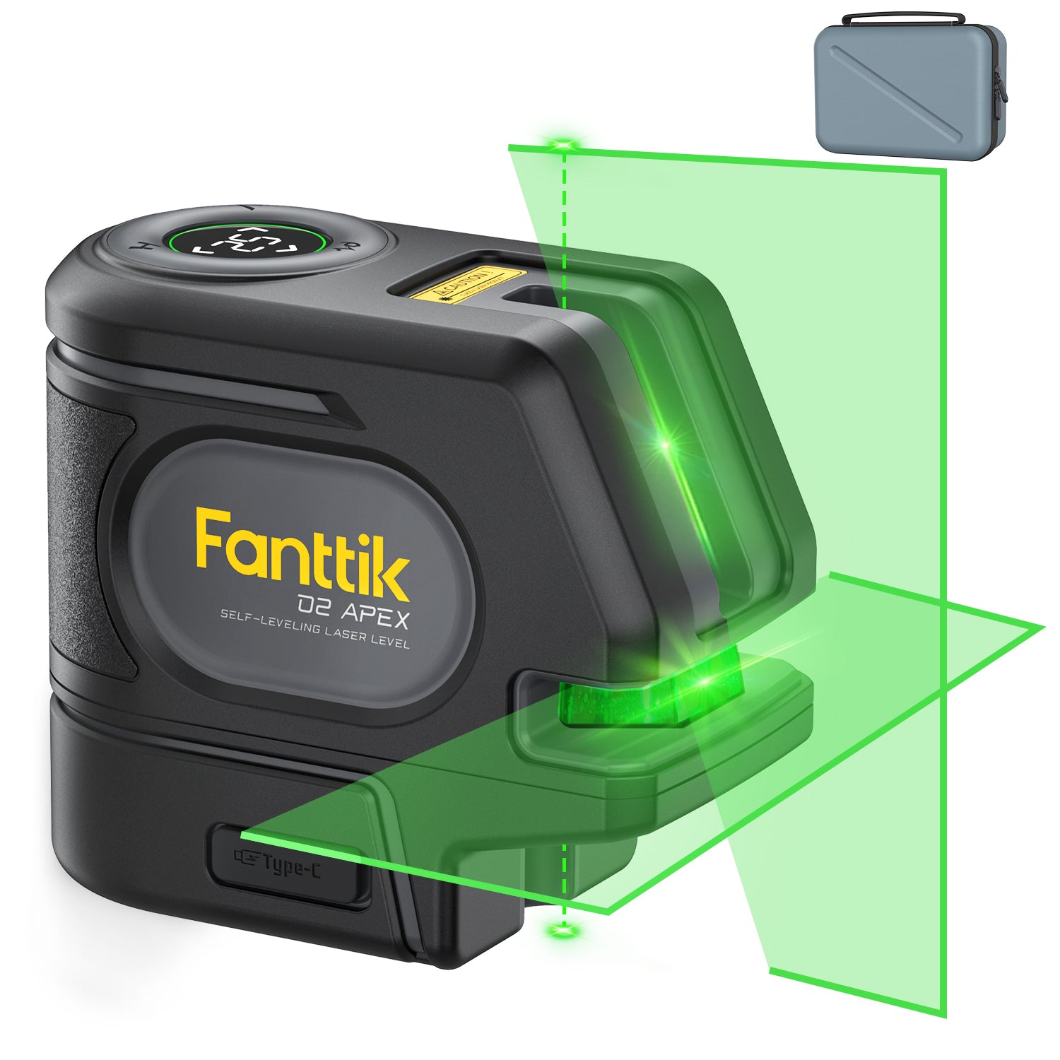 Fanttik D2 APEX Laser Level with Plumb Points, 100 ft Self-Leveling Green Cross Line Laser, 170° Horizontal Wide Angle, Magnetic Bracket, for Picture Hanging and Home Improvement