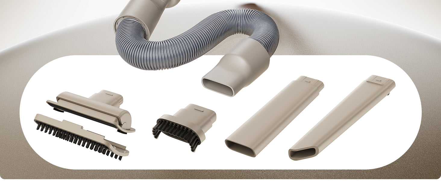 Set of vacuum cleaner attachments on a white background