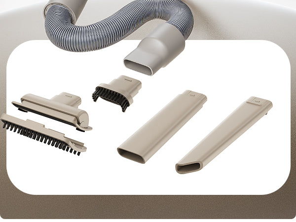 Set of vacuum cleaner attachments on a white background