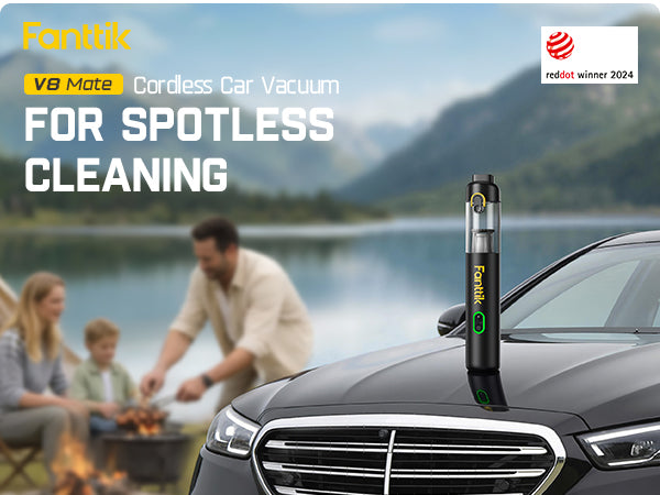 Fanttik V8 Mate Upgraded Cordless Car Vacuum, Portable Mini Vacuum with 13000pa Suction Power, 2 Suction Modes, Type-C Charge, Handheld Vacuum for Car, Small Tasks, Keyboards, Office Desk