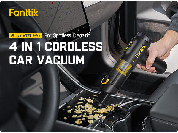 Fanttik Slim V10 Mix Cordless Car Vacuum, 4 in 1 Handheld Air Duster and Vacuum, Color Smart LED Display, 16kPa Powerful Suction, RobustClean Portable Mini Keyboard Vacuum for Car, Home, Office