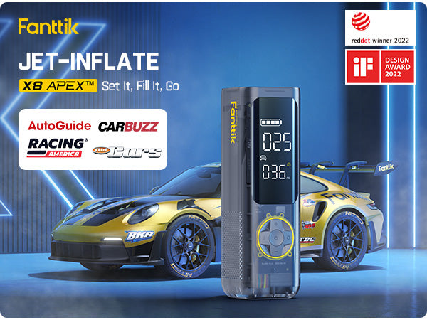 Fanttik X8 APEX Tire Inflator Portable Air Compressor, 1 Min Fast Inflation, 150PSI Cordless Tire Inflator with LED Dual Screen, Suitable for Car, Bike, Motorcycle, Up to 26.3″ Tires