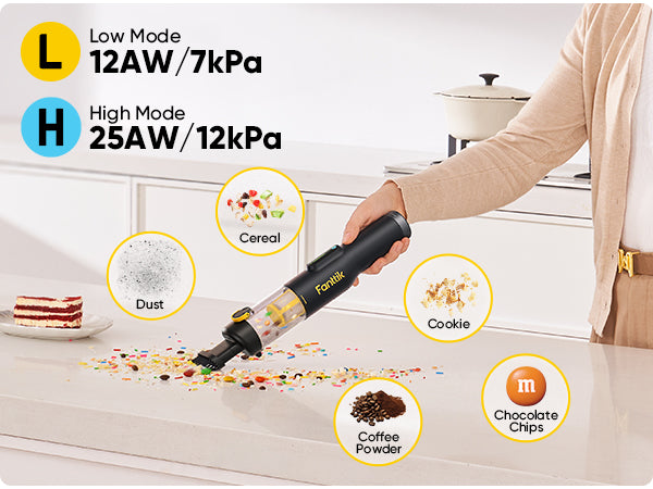Fanttik Slim V10 Lite Cordless Handheld Vacuum, 0.98lb Lightweight with All-in-One Base Design, 12000Pa Suction & Smart LED Light, Portable Mini Vacuum Cleaner for Kitchen Table, Sofa, Car