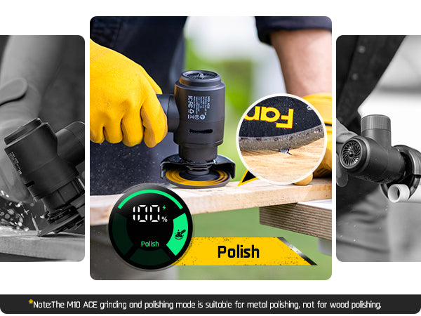 Fanttik M10 ACE Cordless Angle Grinder Brushless, 3 Inch Compact Cut Off Tool with LED Display, 3 Variable Modes, Double Security, Type-C Fast Charging, 10000RPM Mini Cutter with 4 Blades