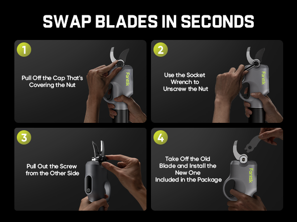 Fanttik Y10 Pro 7.2V Cordless Pruning Shears with Brushless Motor, LED Display, 4-Level Safety System, USB-C Fast Charging, SK5 Steel Blade for Branch Trimming