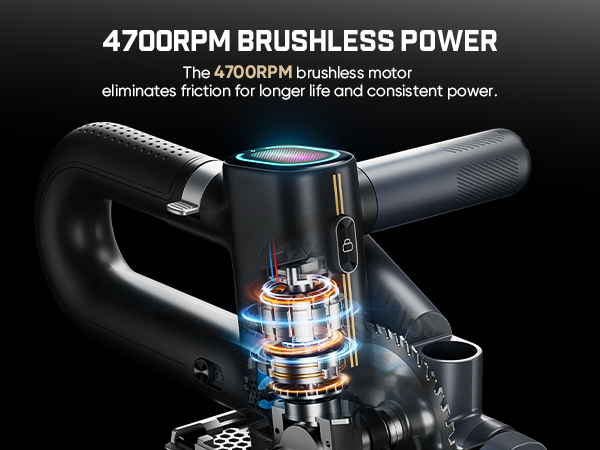 A close-up promotional render of a Fanttik O11 Apex Cordless Circular Saw, set against a black background with the text '4700RPM BRUSHLESS POWER' and a smaller explanatory line about the brushless motor.