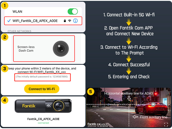 Fanttik C8 Ultra Duo Dash Cam - True 4K+1080P Front & Rear Cameras