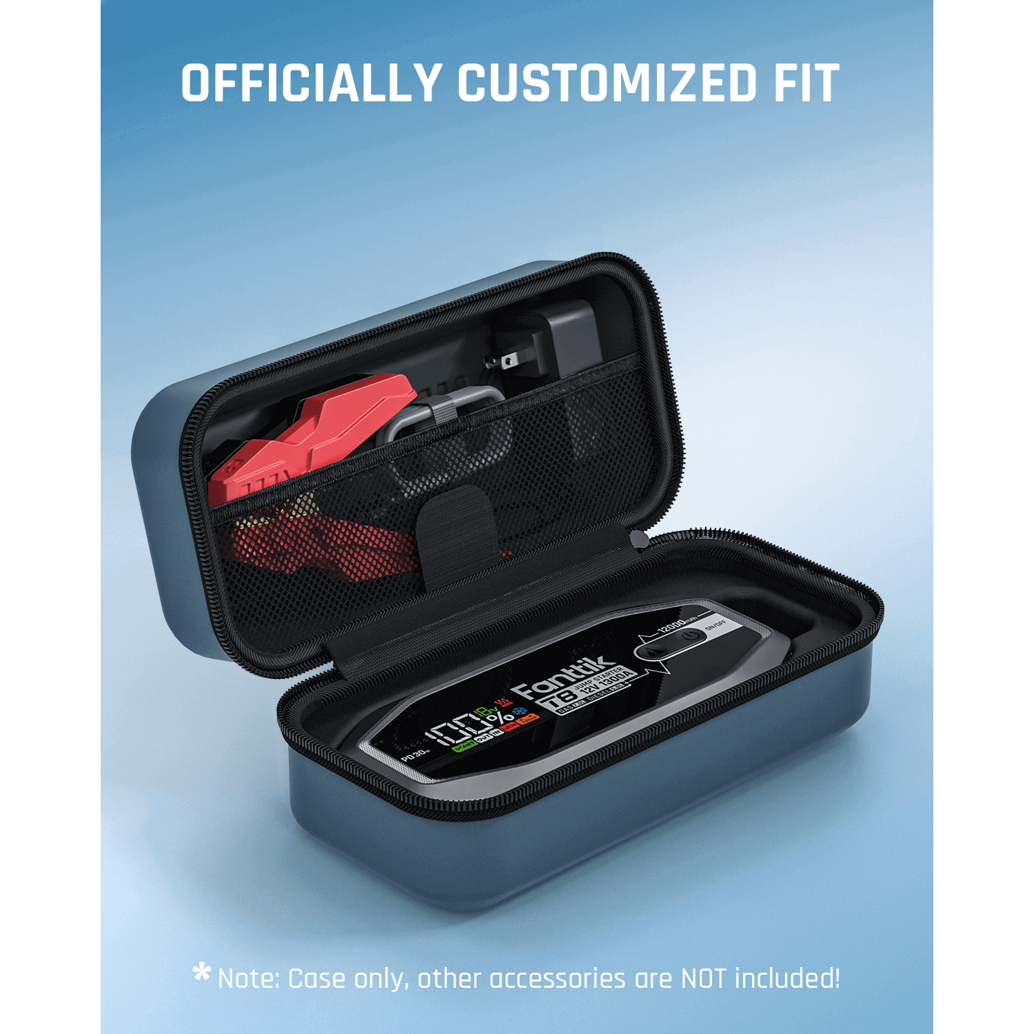 Particularly designed for Fanttik T8 jump starter, this car battery pack storage case is dedicated to protecting your T8 jump starter and other related accessories.