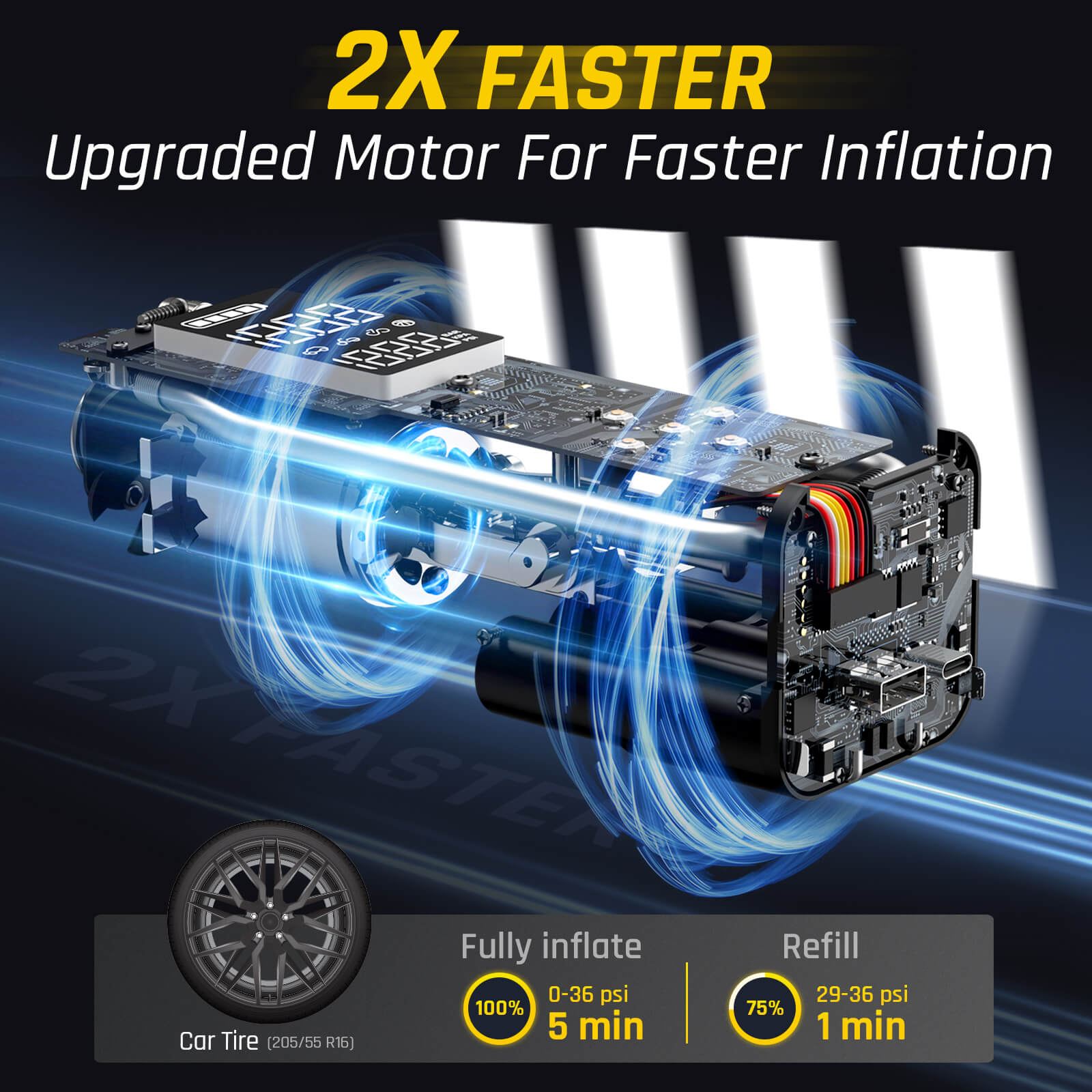 X8 Protable APEX is 2X faster  for upgraded motor ,fully inflate only 5 mins