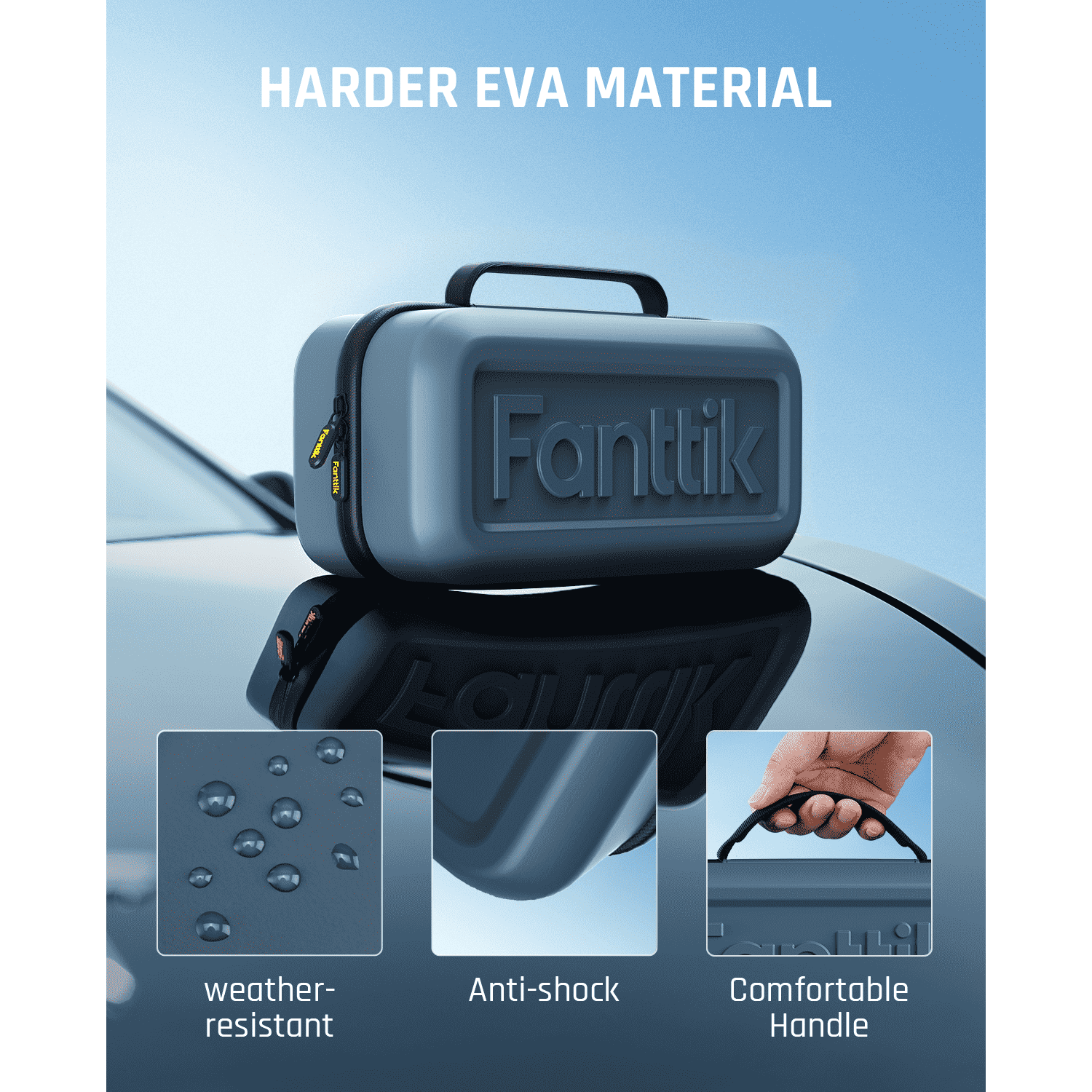 This portable carrying bag features hard and water-resistant EVA material with durable lifetime, and can perfectly protect your T8 MAX jump starter from shocks, bumps, dents and scratches.